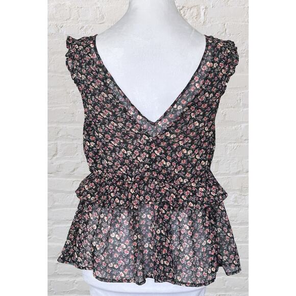 American Eagle Black Floral Semi Sheer Cami Tank Top XS S Dark Fairy Boho Summer - Picture 6 of 12